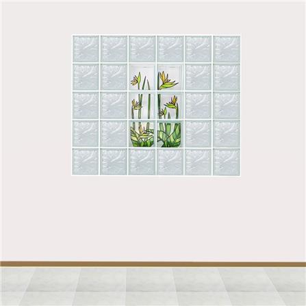 CHANG KAEW GLASS BLOCK 19X19X8CM BIRD OF PARADISE SET 6PCS