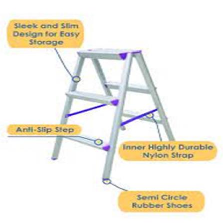 EVERLAST DOUBLE ELEGANT LADDER 4" RUNG (150kg) (SIRIM)