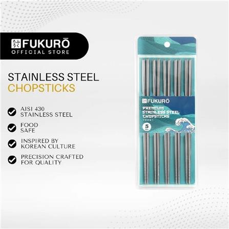 FUKURO PREMIUM STAINLESS-STEEL CHOPSTICKS (5 PAIRS) HH 0418