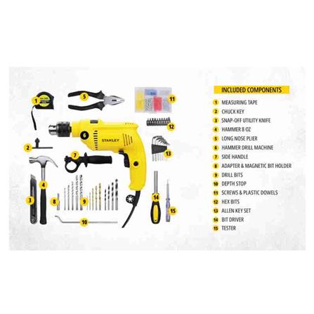 STANLEY 13MM 600W HAMMER DRILL VALUE PACK (120PCS)