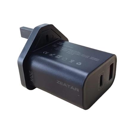 20W TYPE-C & USB ADAPTOR CHARGER ZA3720CU ZEATAR BLACK