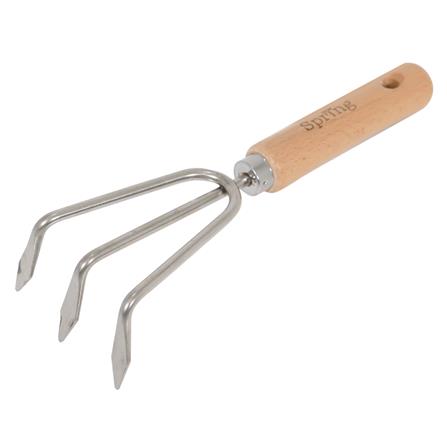 3-TINE HAND RAKE WITH WOODEN HANDLE SPRING HT03118