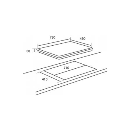 RUBINE INDUCTION HOB RIH-VELOCE44-BL BLACK 73CM LEFT 2.2KW RIGHT 2.2KW