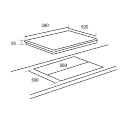 RUBINE CERAMIC HOB RCE-VULCAN52-BL 59CM