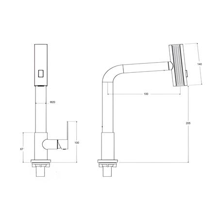 MD PILLAR KITCHEN SINK FAUCET TF-SPNL-MGD BLACK GOLD