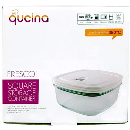 CENTO QUCINA GLASS FOOD STORAGE 900ML SQUARE HOM-QCN900ml