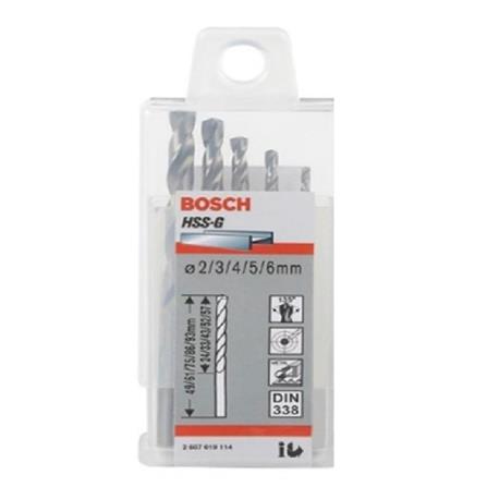 METAL DRILL BIT BOSCH MIXED 5EA/PACK (2-6MM)