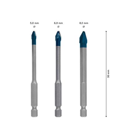 HARD CERAMIC TITLE DRILL BIT BOSCH HEX-9 3EA/SET (5/6/8)