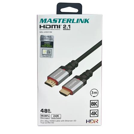 MASTERLINK CBL-MSLUHD213M HDMI CABLE 8K V2.1 3M 24K GOLD-PLATED