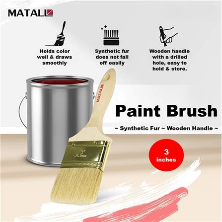 MATALL 3.0" SYNTHETIC BRUSH WOODEN HANDLE WHITE