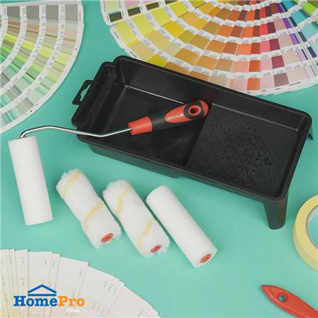 MATALL PAINT TRAY SET WITH 4x 4" ROLLER & 5.7" TRAY BLACK PR16099
