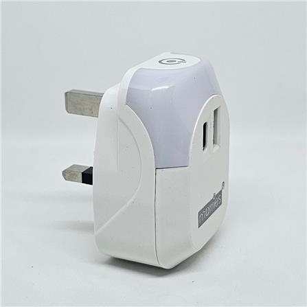 MORRIES USB & TYPE C WALL CHARGER WITH NIGHT LIGHT MS2001USB/C WHITE