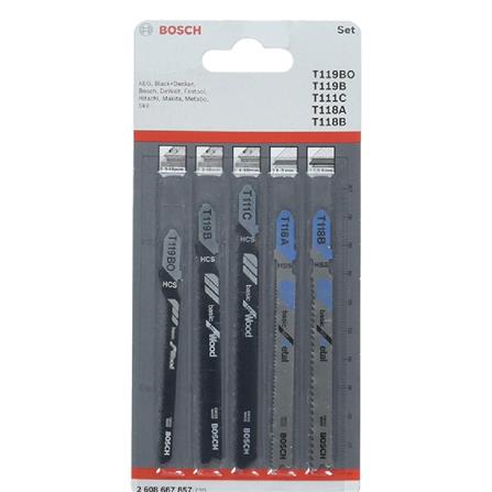 BOSCH JIGSAW BLADE SET WOOD & METAL 5PCS/PACK