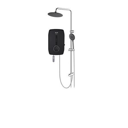 ALPHA SHOWER HEATER DC PUMP WITH RAIN SHOWER EZY-I MATT BLACK (CHROME SHOWER ACCESSORIES SET)