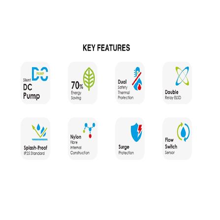 ALPHA SHOWER HEATER DC PUMP WITH RAIN SHOWER EZY-I MATT BLACK (CHROME SHOWER ACCESSORIES SET)