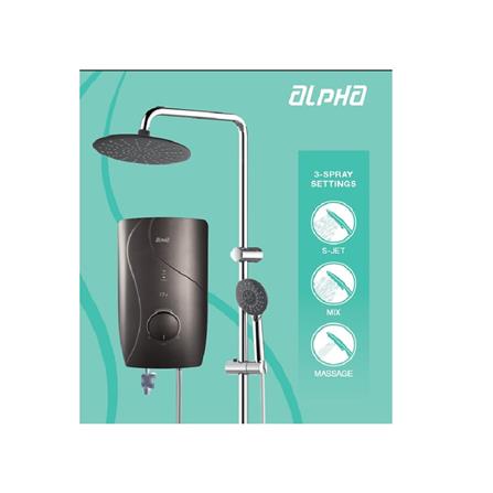 ALPHA SHOWER HEATER NON PUMP WITH RAIN SHOWER F7-E DARK MOCHA (CHROME SHOWER SET ACCESSORIES SET)