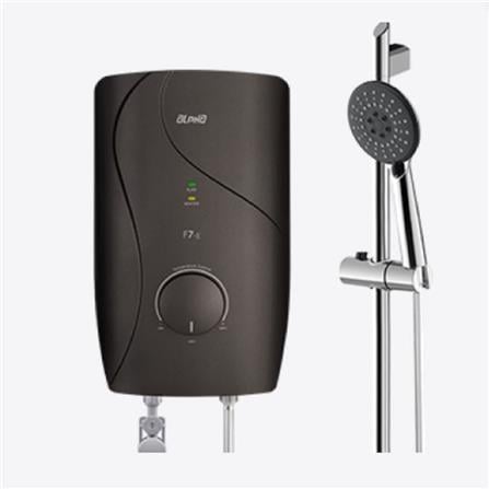 ALPHA SHOWER HEATER NON PUMP WITH HAND SHOWER F7-E DARK MOCHA (CHROME SHOWER SET ACCESSORIES SET)