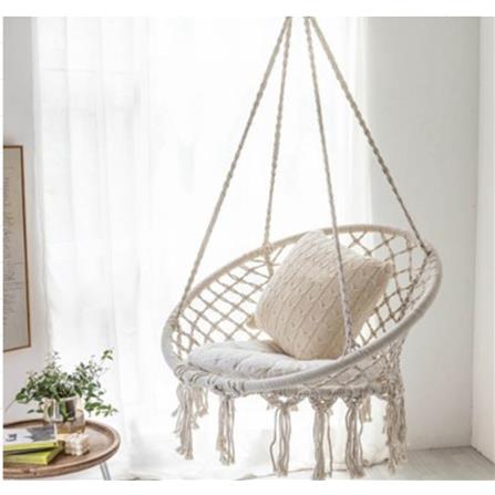 HAMMOCK WHITE COTTON ROPE TASSEL KNOTS