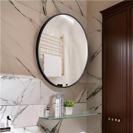 GLOREX LIGHTWEIGHT ALUMINIUM FRAME MIRROR ROUND 50CM  BLACK