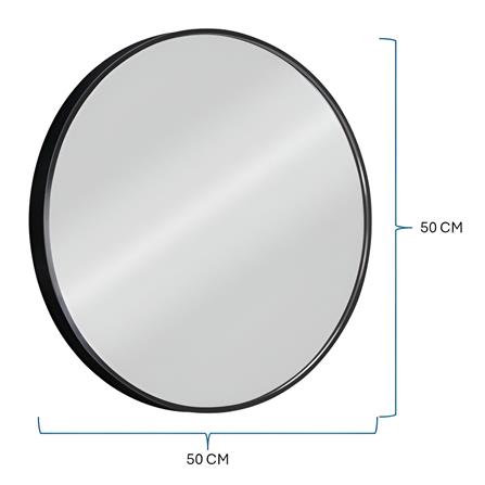 GLOREX LIGHTWEIGHT ALUMINIUM FRAME MIRROR ROUND 50CM  BLACK