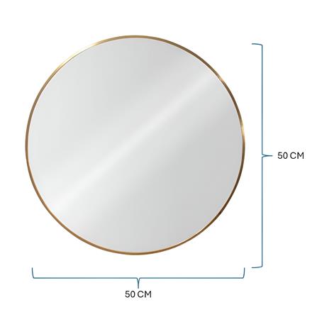 GLOREX LIGHTWEIGHT ALUMINIUM FRAME MIRROR ROUND 50CM GOLD