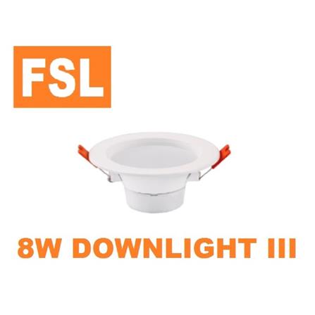 FSL DOWNLIGHT RECESSED 6" 8W WARM WHITE 3000K ROUND METAL