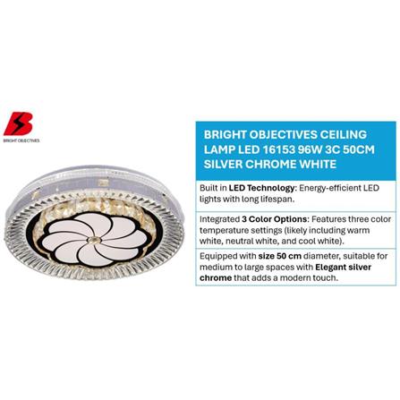 BRIGHT OBJECTIVES CEILING LAMP LED 16153 96W 3C 50CM SILVER CHROME WHITE
