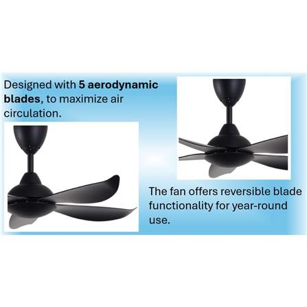 ALPHA CEILING FAN VANNUS LUNA 5B 40" MATT BLACK