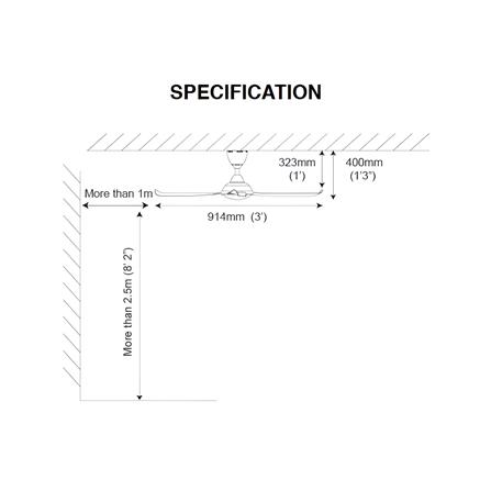 ALPHA CEILING FAN VANNUS LUNA 5B WALNUT 36"