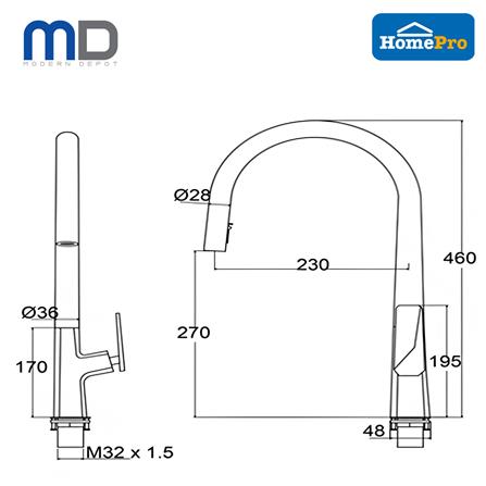 MD SINK FAUCET PULL OUT SPRAY TF-M02-CH CHROME