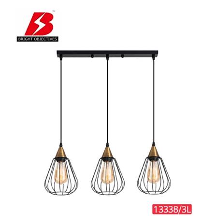 BRIGHT OBJECTIVES PENDANT LAMP 13338/3L 60CM BLACK + GOLD