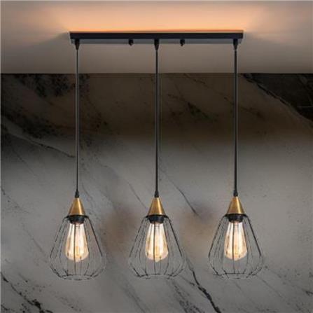 BRIGHT OBJECTIVES PENDANT LAMP 13338/3L 60CM BLACK + GOLD