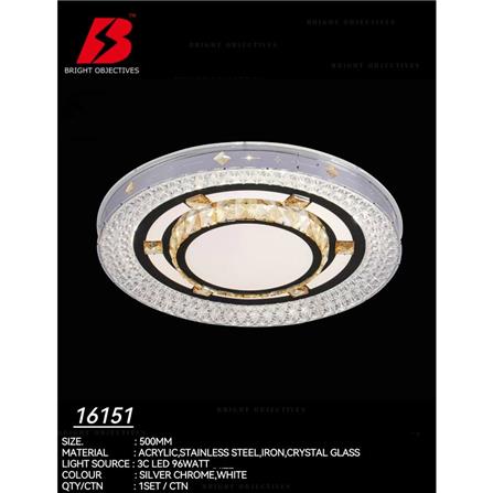 BRIGHT OBJECTIVES CEILING LAMP LED 16151 96W 3C 50CM SILVER CHROME WHITE