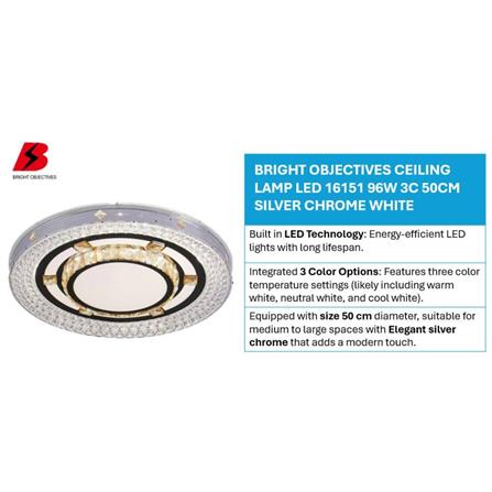 BRIGHT OBJECTIVES CEILING LAMP LED 16151 96W 3C 50CM SILVER CHROME WHITE