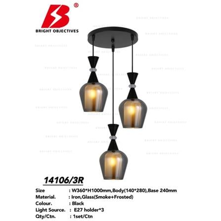 BRIGHT OBJECTIVES PENDANT LAMP 14106/3R 36CM BLACK
