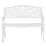 METEL BENCH WITH BACKREST/ARMREST  100CM WHITE