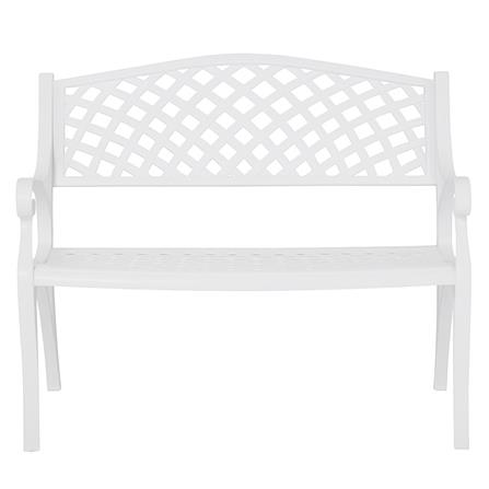 METEL BENCH WITH BACKREST/ARMREST  100CM WHITE