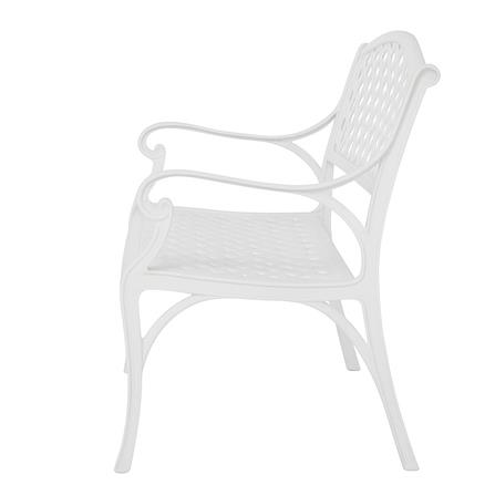 METEL BENCH WITH BACKREST/ARMREST  100CM WHITE
