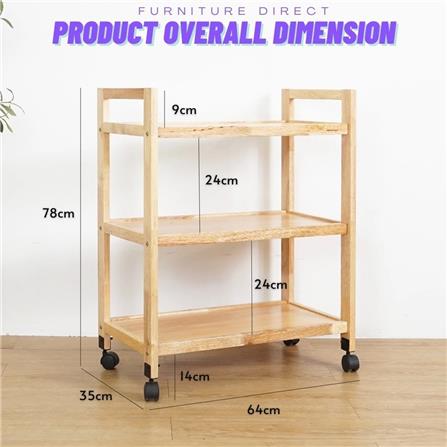 3-TIER TROLLEY CART NATRUAL