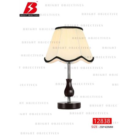 BRIGHT OBJECTIVES TABLE LAMP MT-12838 25CM DARK BROWN+BEIGE+SILVER CHROME