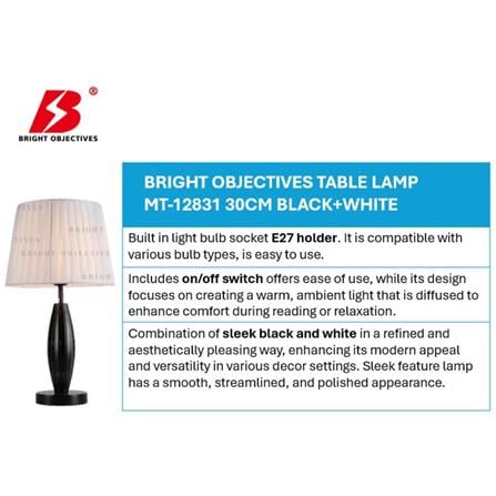 BRIGHT OBJECTIVES TABLE LAMP MT-12831 30CM BLACK+WHITE