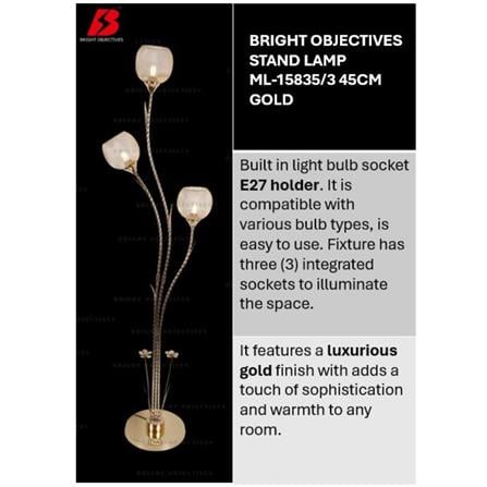 BRIGHT OBJECTIVES FLOOR LAMP ML-15835/3 45CM GOLD