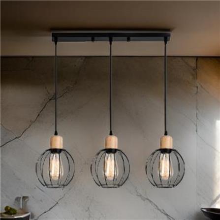 BRIGHT OBJECTIVES PENDANT LAMP 13332/3L 60CM BLACK + LIGHT BROWN