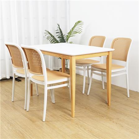 DINING SET 1+4 PP RATTAN CHAIR (1SET/2CT