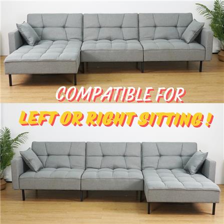 L-SHAPED SOFA BED FENLAND GREY