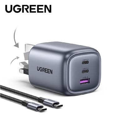 UGREEN NEXODE 100W 3C1A GAN FAST CHARGER + USB-C TO USB-C CABLE 100W 2M (SPACE GRAY)
