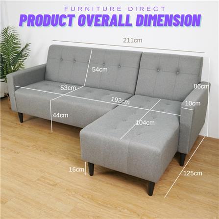 L SOFA BED SORENTO Y81210-3L GREY(RIGHT)