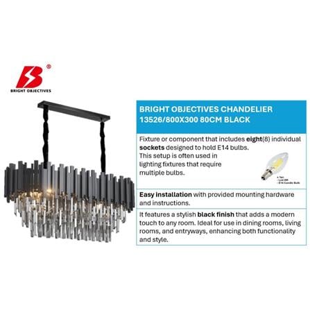 BRIGHT OBJECTIVES CHANDELIER CRYSTAL LIGHT 13526/800X300 80CM BLACK