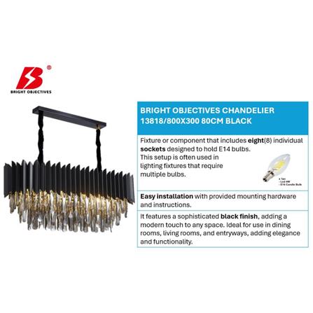 BRIGHT OBJECTIVES CHANDELIER CRYSTAL LIGHT 13818/800X300 80CM BLACK