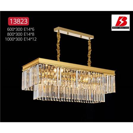 BRIGHT OBJECTIVES CHANDELIER CRYSTAL LIGHT 13823/800X300 80CM GOLD